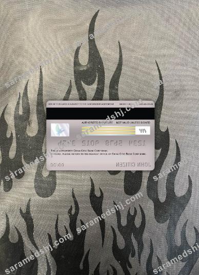 China Citic bank corp bank visa debit card photolook back